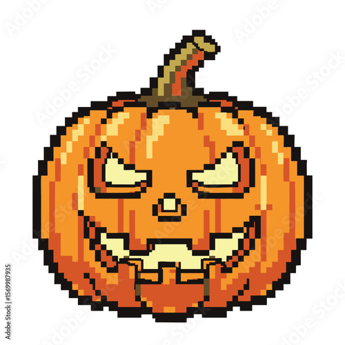 Pixel Art Jack-o'-lantern: Spooky Halloween Pumpkin Design