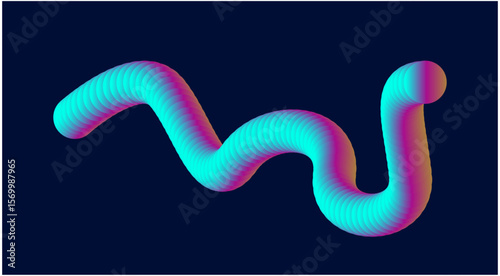 Blend Flowing 3D Smooth Background Blue Cyan Color Abstract Design Vector Illustration