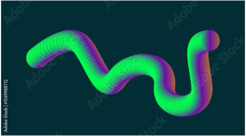 Blend Flowing 3D Smooth Background Green Cyan Color Abstract Design Vector Illustration