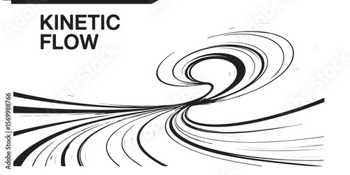 Abstract kinetic flow illustration with swirling lines on a white background design element art