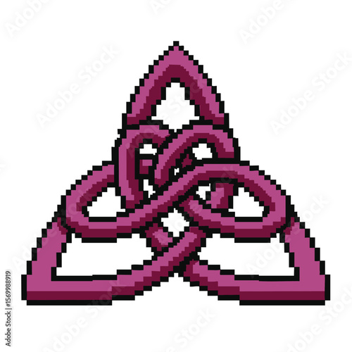Pixel Art Triquetra Knot: Celtic Symbol Design Element