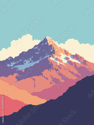 Mount Toubkal rocky summit in Morocco's High Atlas, with red valleys and blue sky backdrop