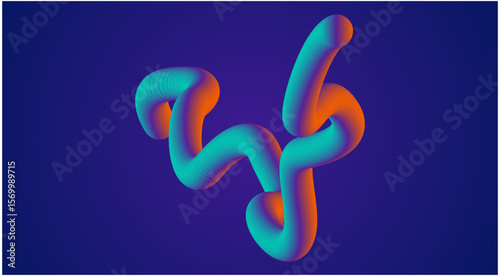 Blend Flowing 3D Background Color Blue Cyan Abstract Smooth Design Vector Illustration