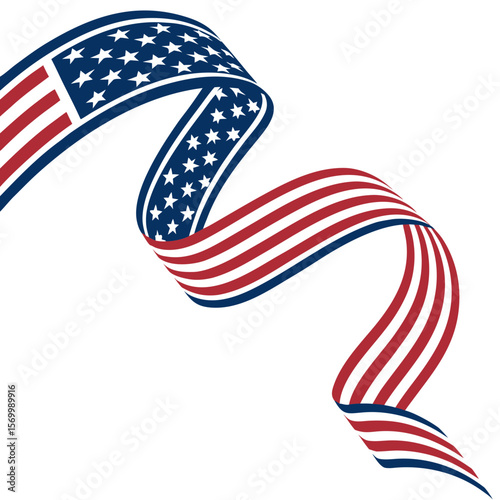 wavy ribbon with american flag color. abstract banner design  and vector illustration.