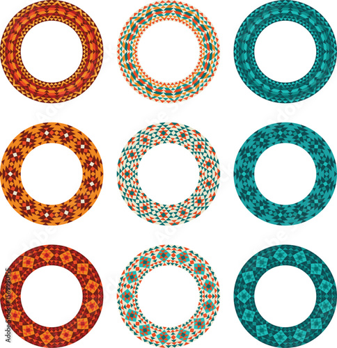 native american inspired geometric pattern circle frames