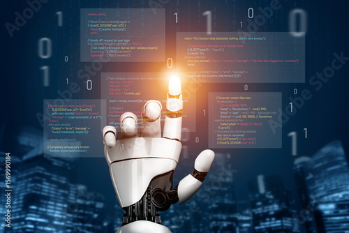 Canvas Print AI auditing faulty programming code, detecting anomalies, insecure logic, and suggesting corrections in a humorous and flawed code example