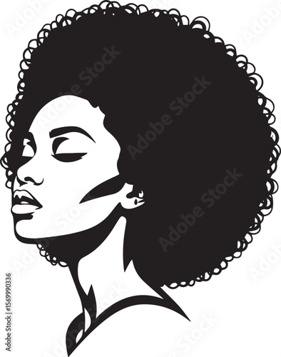 a African woman face vector silhouette hairstyle, vector black color silhouette