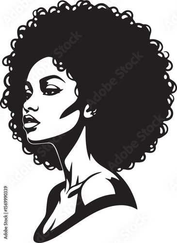 a African woman face vector silhouette hair style, vector black color silhouette