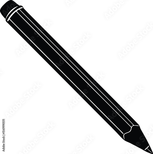 Pencil Silhouette: A minimalist monochromatic image of a graphite pencil, poised to bring ideas to life.