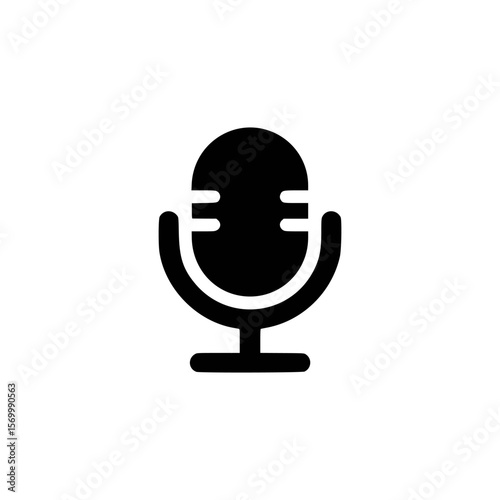 black microphone icon on white background