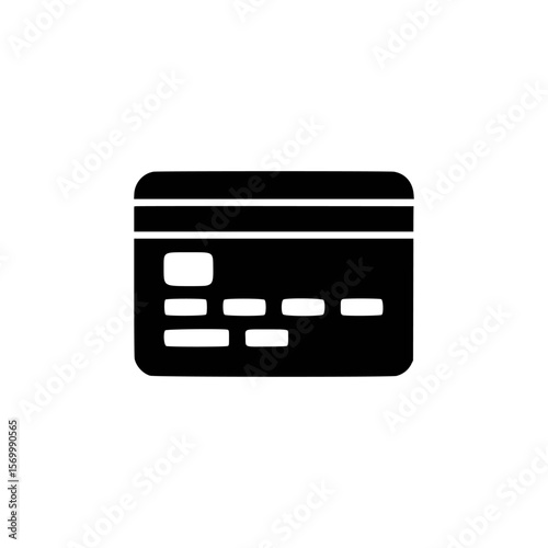 Simple black credit card icon on white background
