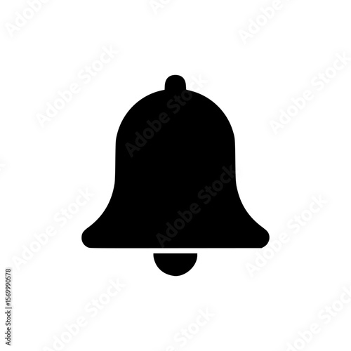 Simple black bell icon isolated on white background