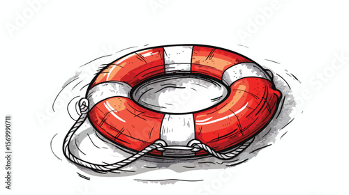 Essential Safety: Vibrant Lifebuoy Vector Illustration for Maritime, Water Safety, Rescue, and      