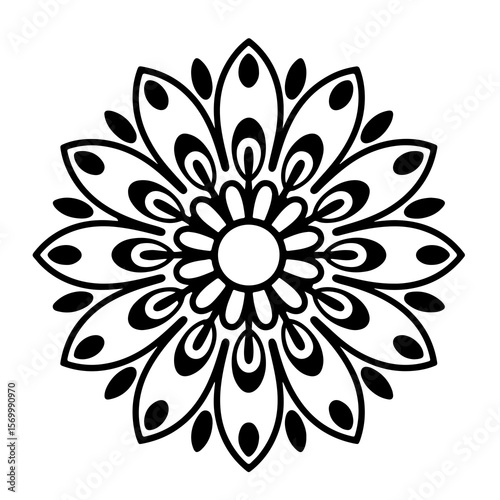 Vector art of black mandala isolated on white