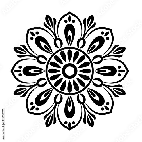Vector art of black mandala isolated on white