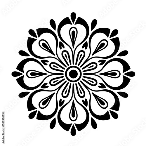 Vector art of black mandala isolated on white