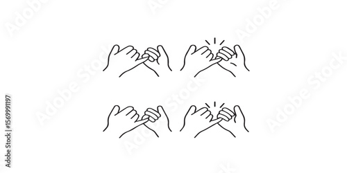 Print  Pinky swear, or pinky promise thin line icon set, vector illustration on white background