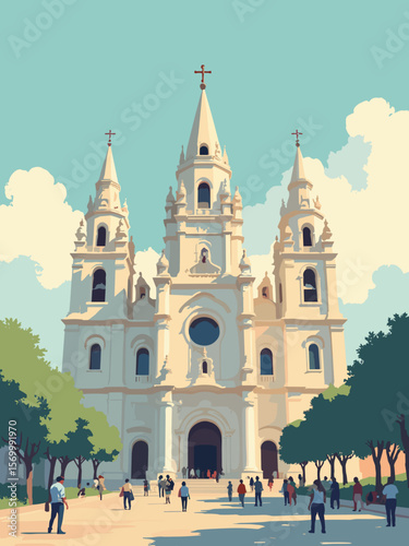 Basilica of Our Lady of Guadalupe in Mexico City with modern facade and flowing visitors