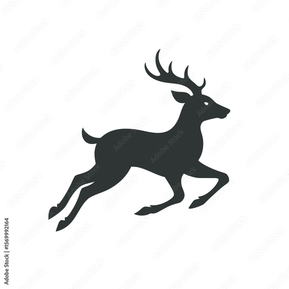 Fototapeta premium Deer Running Across Grassy Field Silhouette