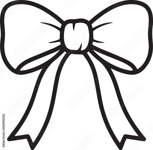 bow vector ribbon illustration line art doodle collection isolated