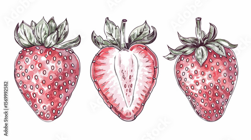 Hand-drawn Linear Strawberry Icon: Fresh, Simple, and Perfect for your Design Projects! red jam food