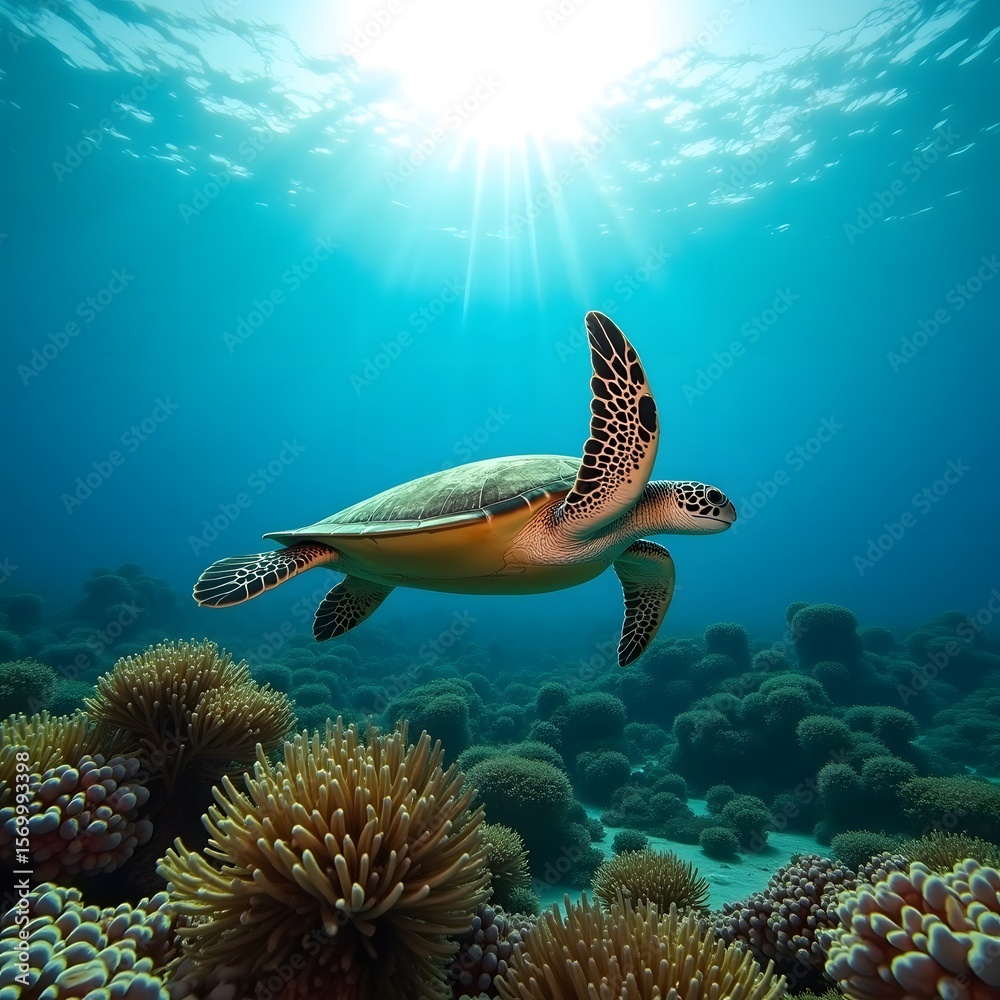 Fototapeta premium coral reef and diver