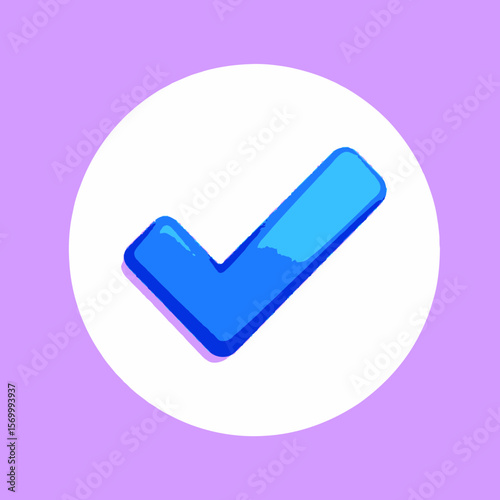 Blue checkmark vector icon for approved choices