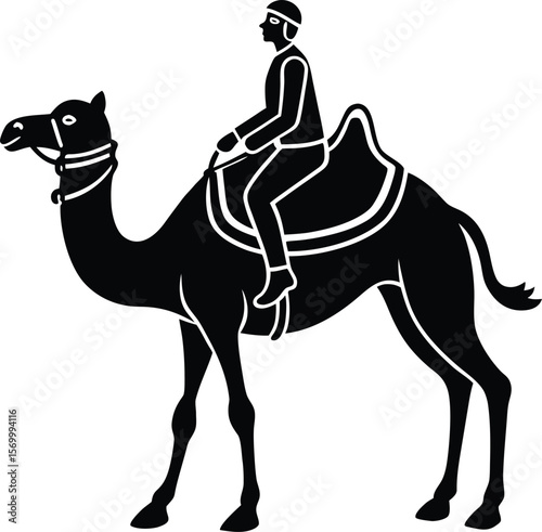 Camel in desert animal vector illustration silhouette, trek, fauna, sandy, wild life photography, desert animal