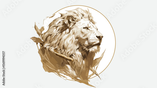 Majestic Lion Leaping Through a Ring: Vector Sketch Icon, Wild Animal Circus Performance, Powerful  
