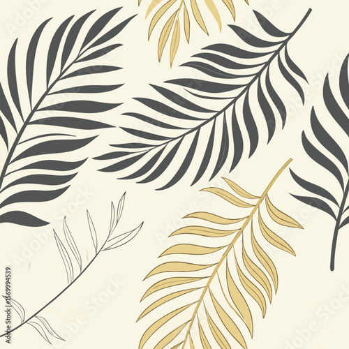 Elegant minimal floral pattern design featuring palm leaf prints in neutral colors suitable for various design projects