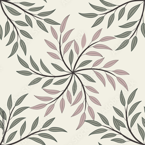 Elegant minimal floral pattern featuring beautiful leaf prints with natural botanical elements displayed on a neutral cream background