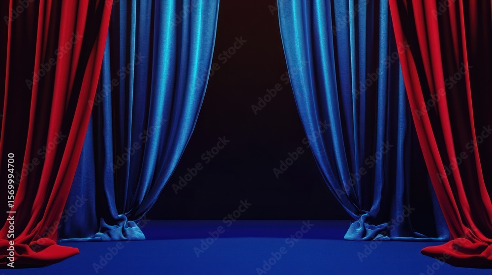 Fototapeta premium Velvet Curtains: A Dramatic Stage Setting