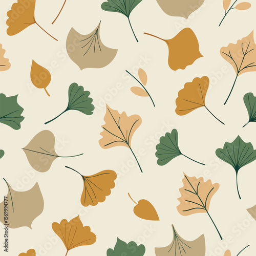 Minimal floral pattern featuring elegant leaf prints arranged in a seamless design, ideal for backgrounds and textiles.