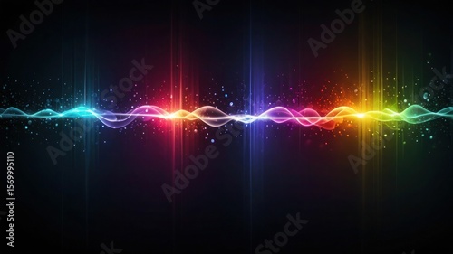 Blurred rainbow refraction overlay effect. Light lens prism effect on black background. Holographic reflection, crystal flare leak shadow overlay. Colorful rainbow disco ball light
