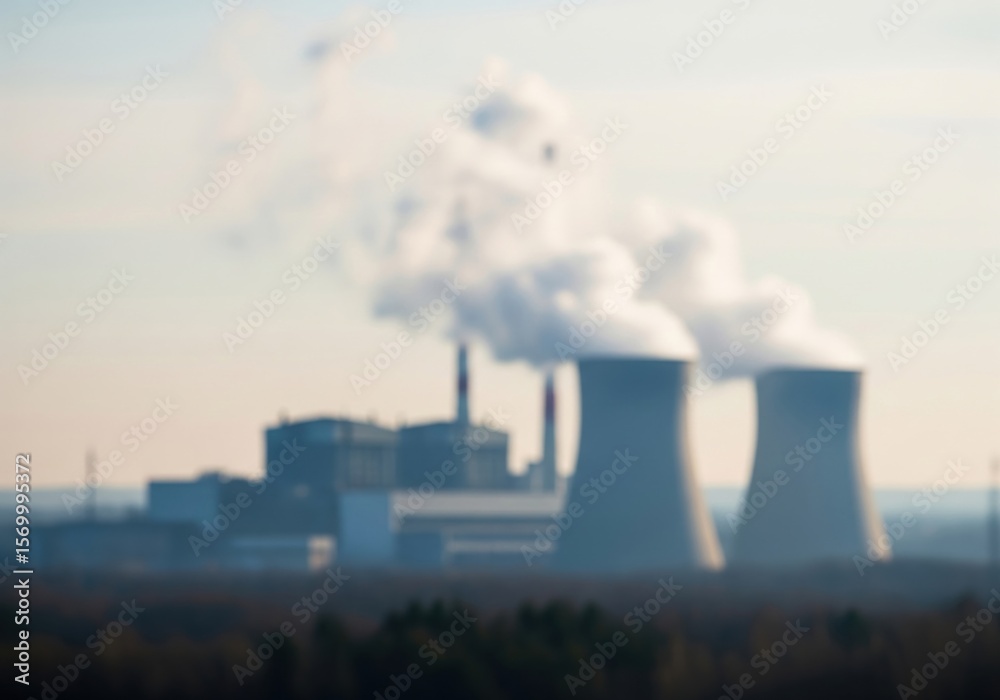 Abstract Industrial Vista. Faint view of a power generating complex with vapor ascending. The soft focus image evokes thought on human impact and our global energy requirements. Abstract Industrial Vista. Faint view of a power generating complex with vapor ascending. The soft focus image evokes thought on human impact and our global energy requirements.