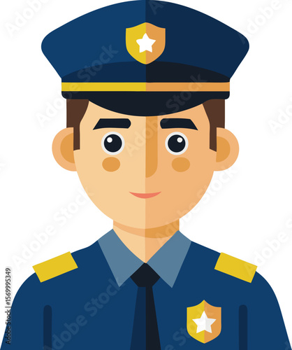 City Protector: A friendly police officer stands at the ready, representing community safety and the values of law enforcement.