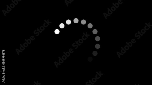 Refresh icon neon glowing line isolated animation. loading white circle icon on black background. Circle on center place for your logo and text.