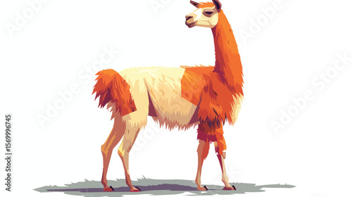 Adorable Cartoon Llama: Cute Andean Animal Illustration Perfect for Kids' Products, Textiles, and   