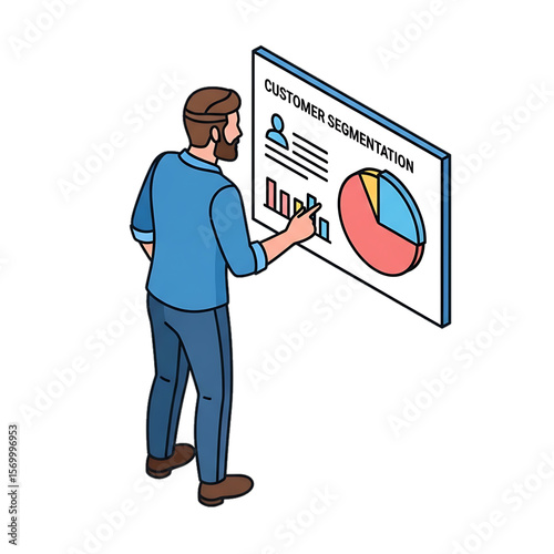Analyst examining customer segmentation report.