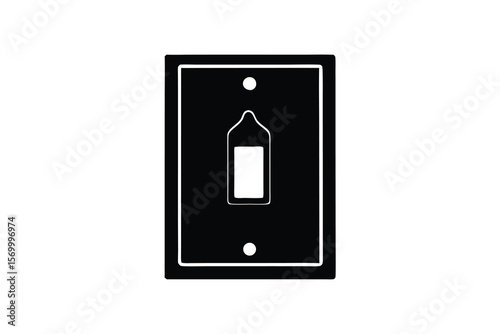 Simple black and white silhouette of a light switch with a toggle