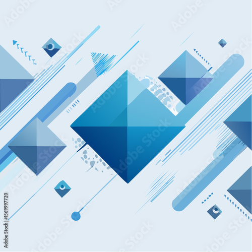 Abstract Blue Geometric Shapes Background Modern Low Poly Design for Business