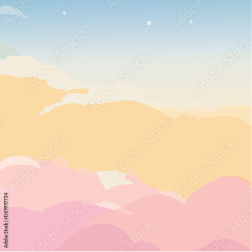 Pastel Sky Abstract Watercolor Background with Soft Clouds
