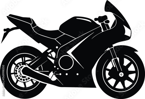 Sleek Black Sports Motorcycle Silhouette for Speed and Adventure