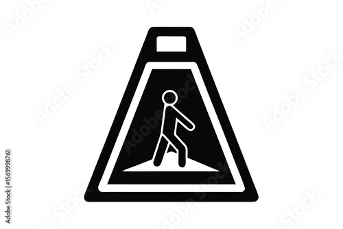 Pedestrian crossing sign with a person walking silhouette