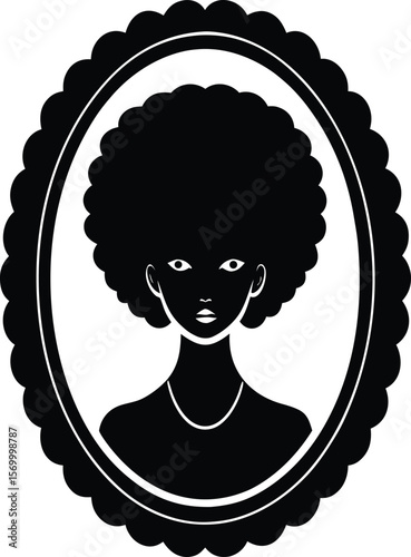 Retro Afro Hairstyle Portrait Silhouette Elegant Woman