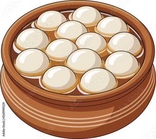 Rasgulla Sweet Dish in a Bowl Vector Design, Transparent Background.