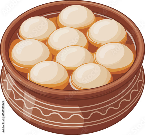 Rasgulla Sweet Dish Vector Design, Transparent Background.