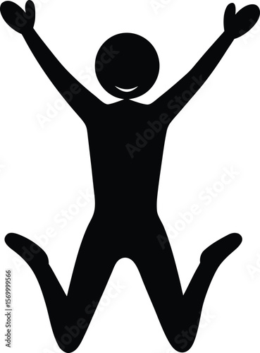 Person celebrating joy with arms raised high,man jumping silhouette