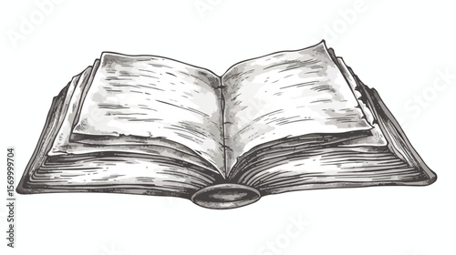 Hand-Drawn Open Book Illustration: Literary Vector Design for Reading, Knowledge, and Education. ink