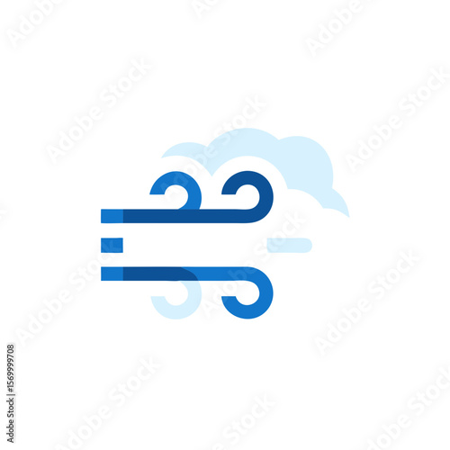Abstract illustration of wind with flowing lines and soft clouds, representing movement and air, ideal for environmental themes and weather-related concepts